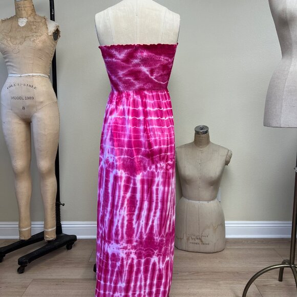NWOT Deadstock 2000s Elastic Banded Tie Dye Tube Maxi Dress Small - Picture 3 of 5